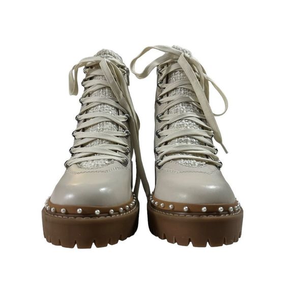 NWT Steve Madden Rainier Bone Multi Leather Lace-Up Platform Ankle Boots… - Picture 3 of 10